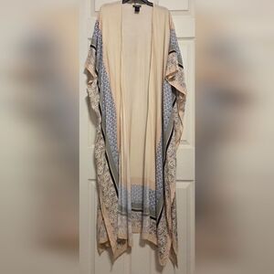Steve Madden Boho One Size Long , Sand Color Handkerchief Kimono Cover Up
